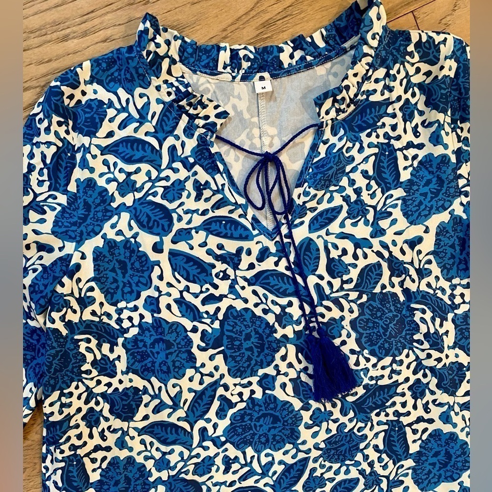 Floral Blue Midi Dress - Picture 3 of 5